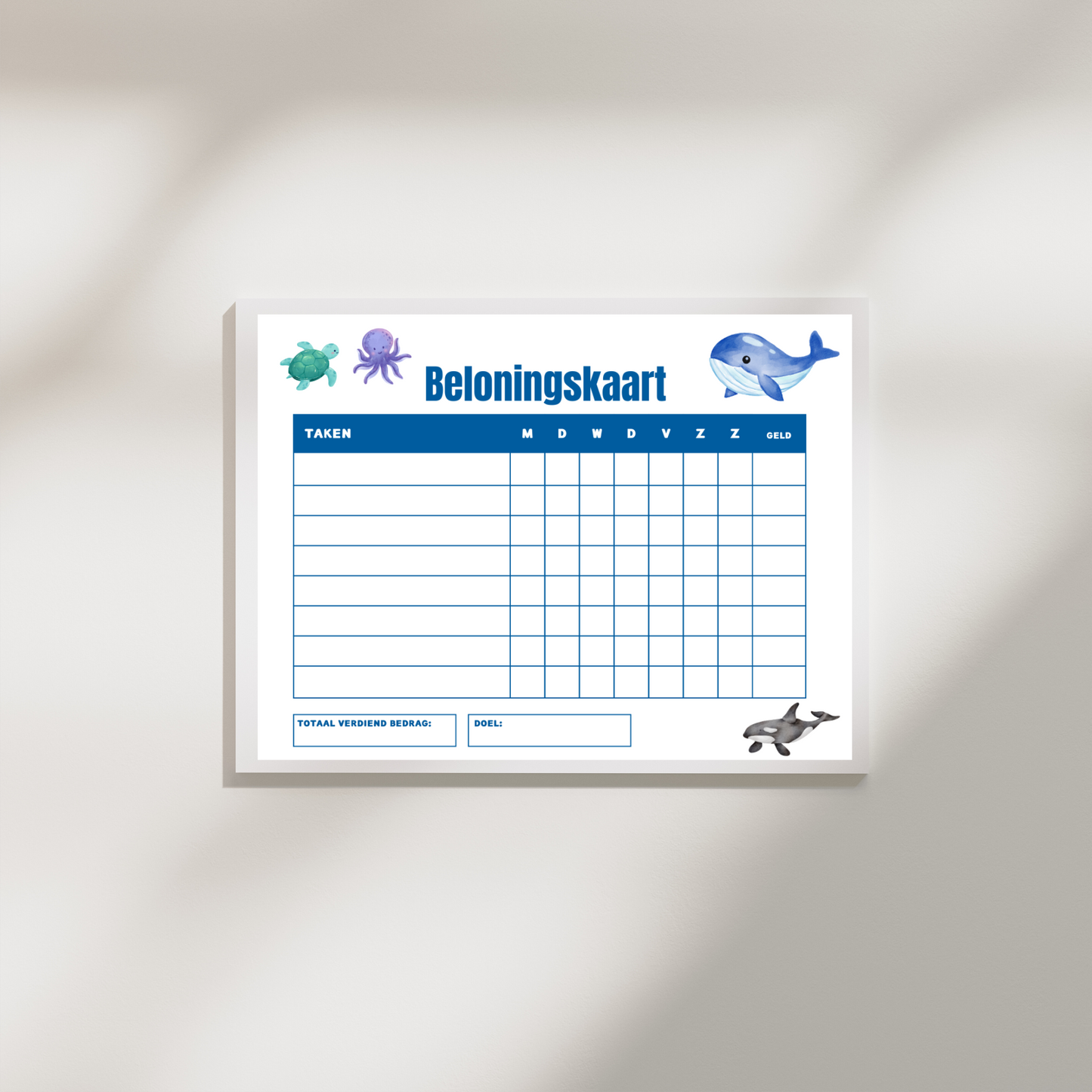 Zee-avontuur Beloningskaart - Printable