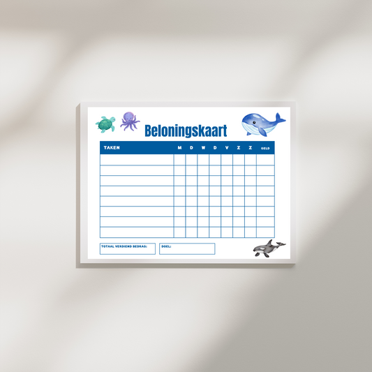 Zee-avontuur Beloningskaart - Printable